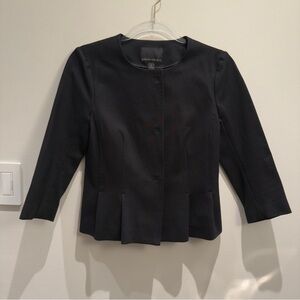 Banana Republic Classic Black Ponte Peplum Snap Buttons Blazer Size 2 Women’s
